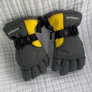 Hotfingers Gray and Yellow Winter Gloves. Youth Small 5/6